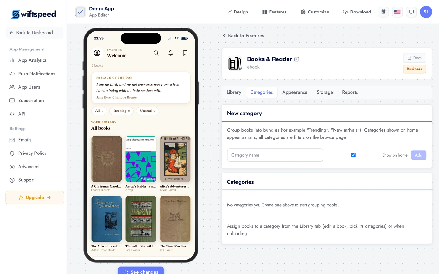 Books & Reader Categories tab