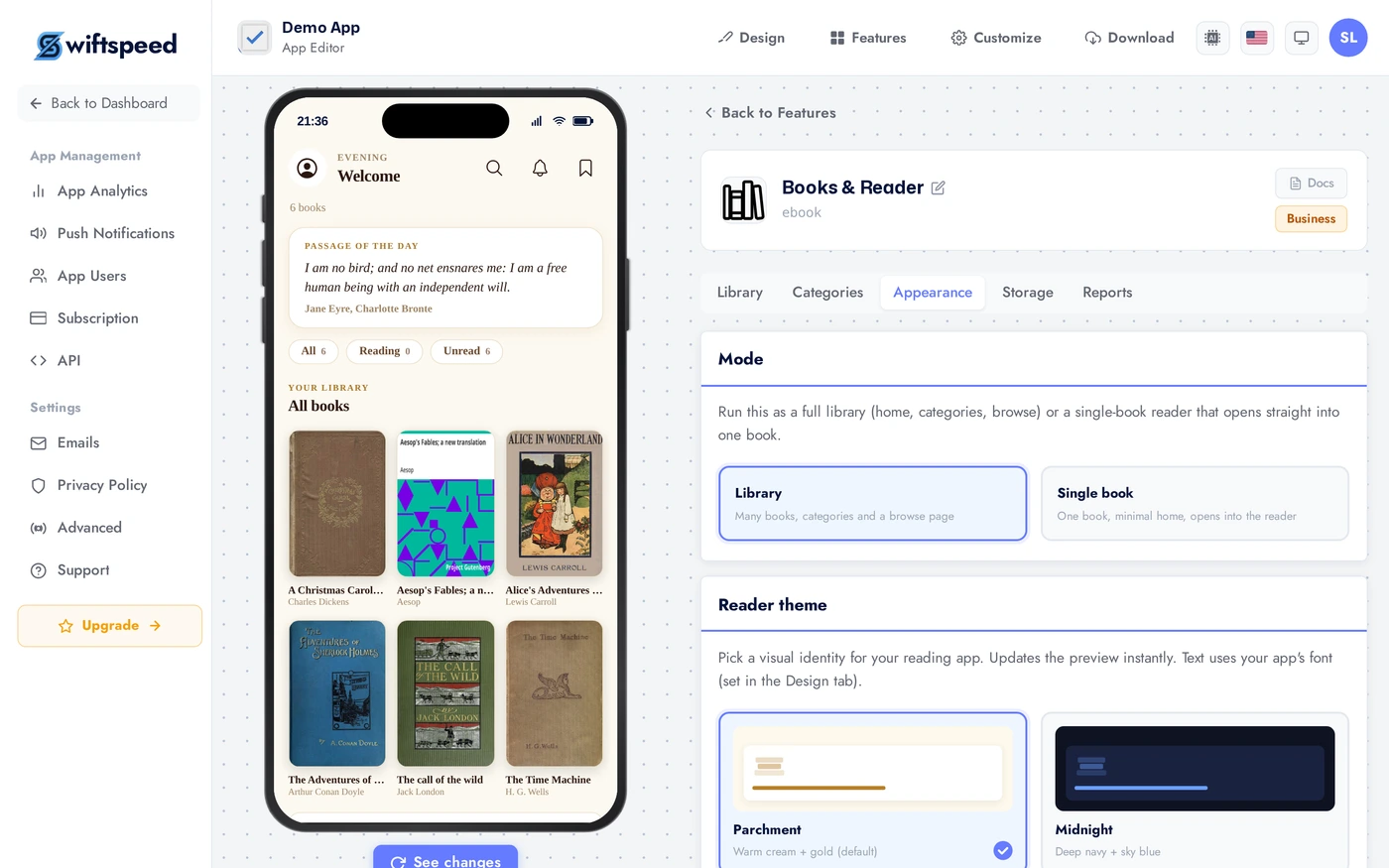 Books & Reader Appearance tab