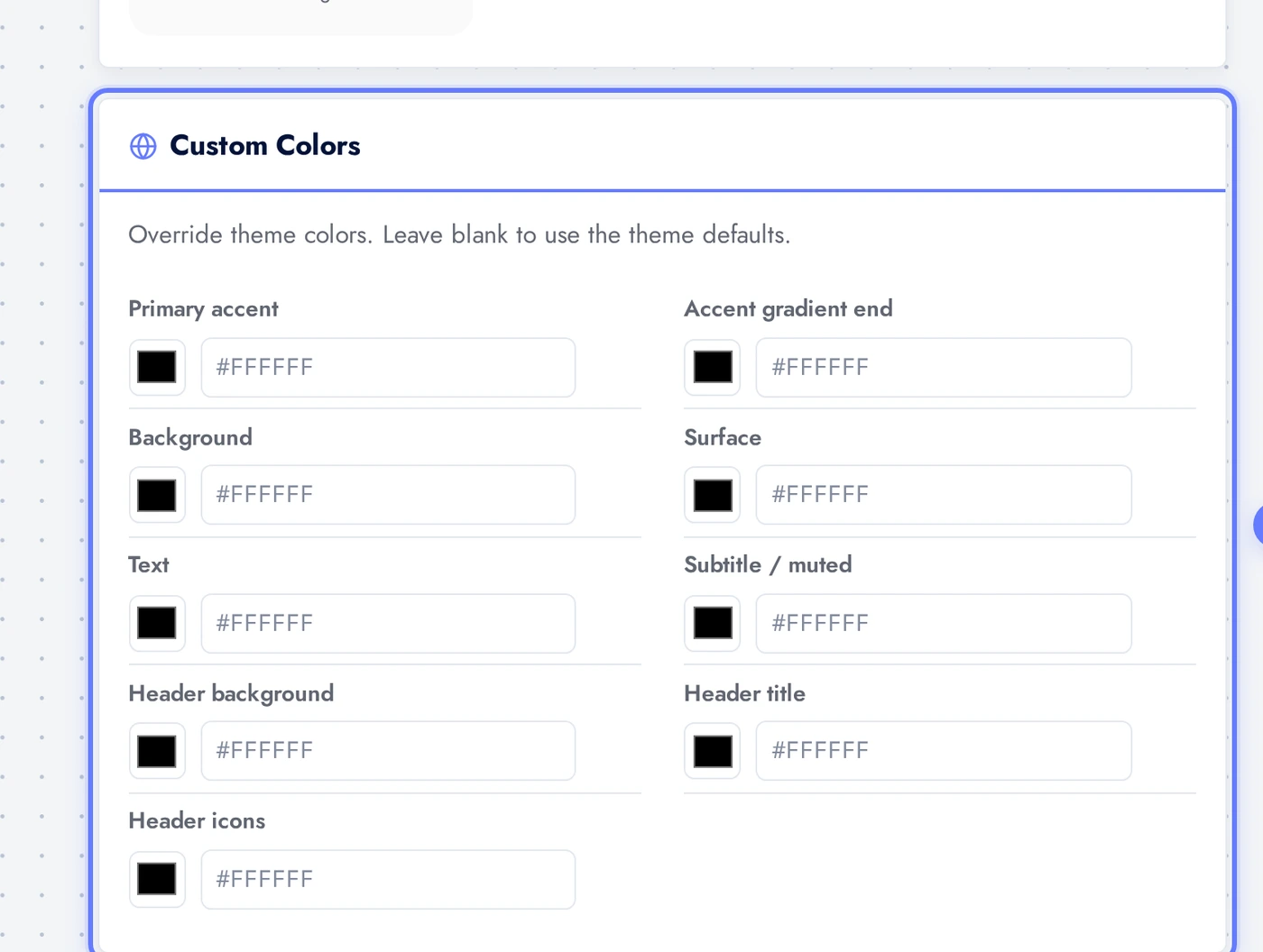 AI Image Resizer Custom Colors panel for per-color overrides