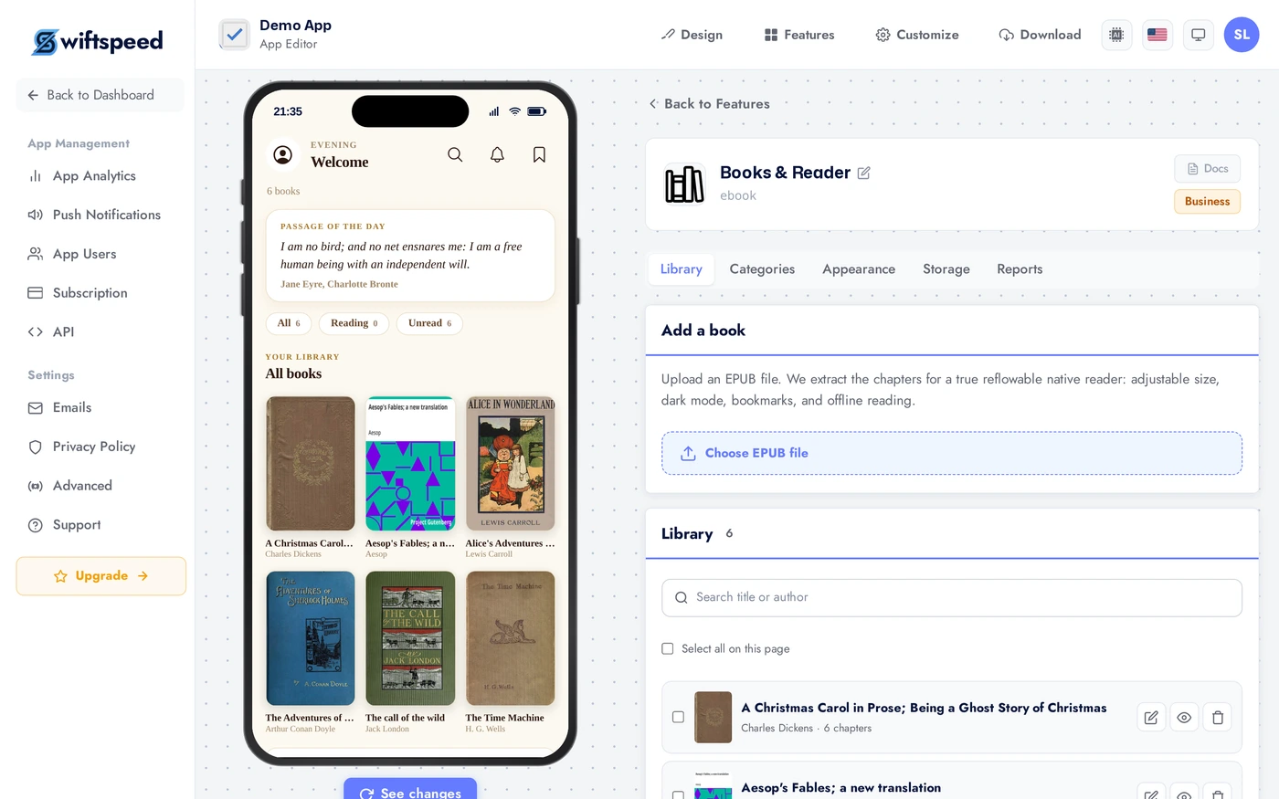 Books & Reader Library tab