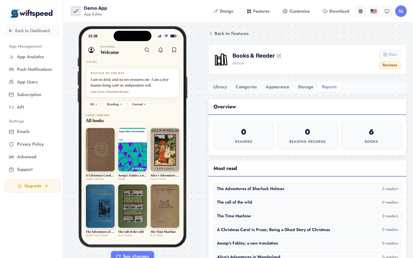 Books & Reader Reports tab