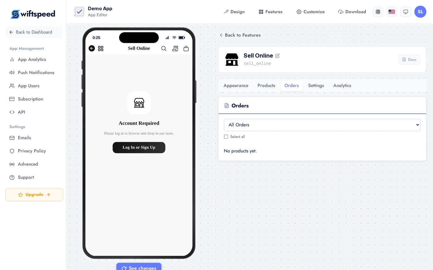 Sell Online Orders tab