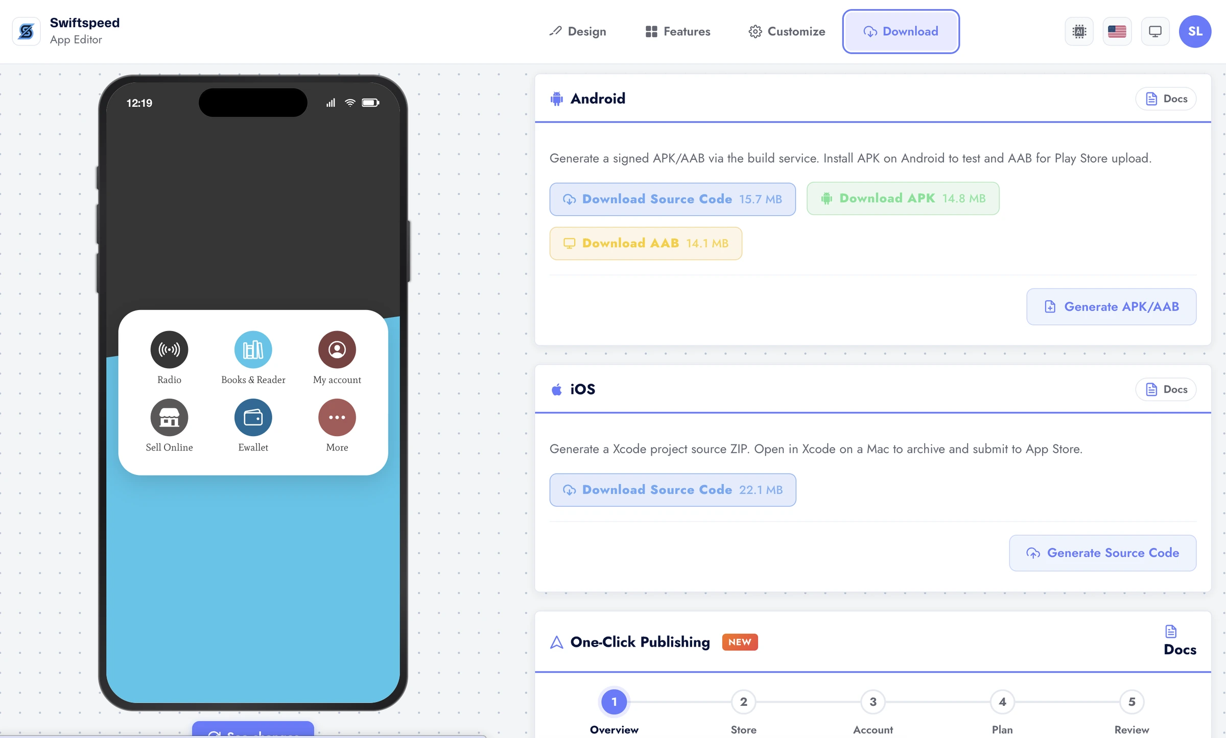 Swiftspeed dashboard