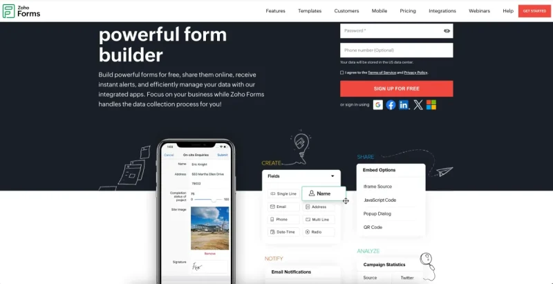 Zoho form builder tool