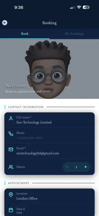 Booking app template built with Swiftspeed