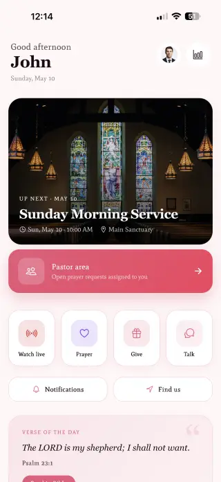 Church & Ministry app built with Swiftspeed