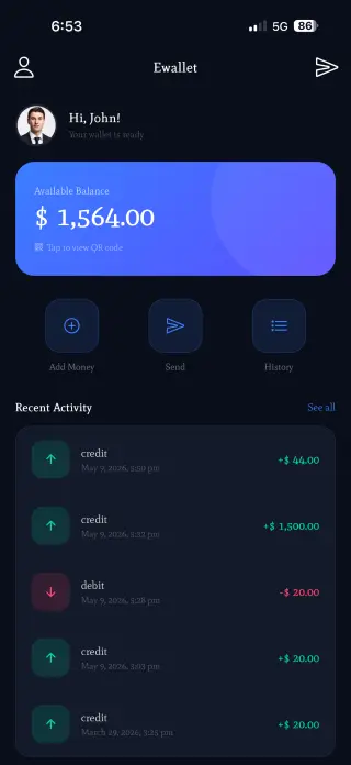 Digital Wallet Android app built with Swiftspeed Android app builder