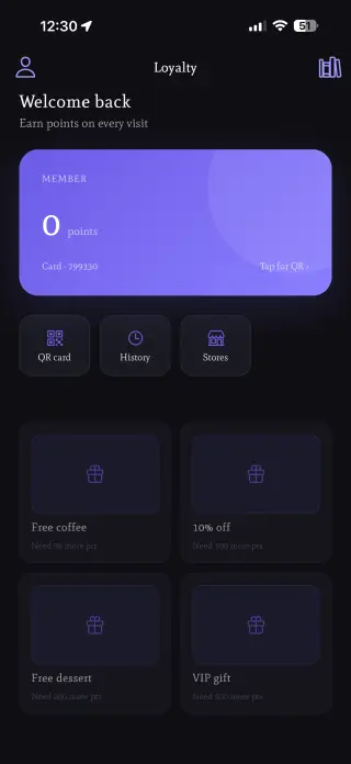 Loyalty & Rewards app built with Swiftspeed