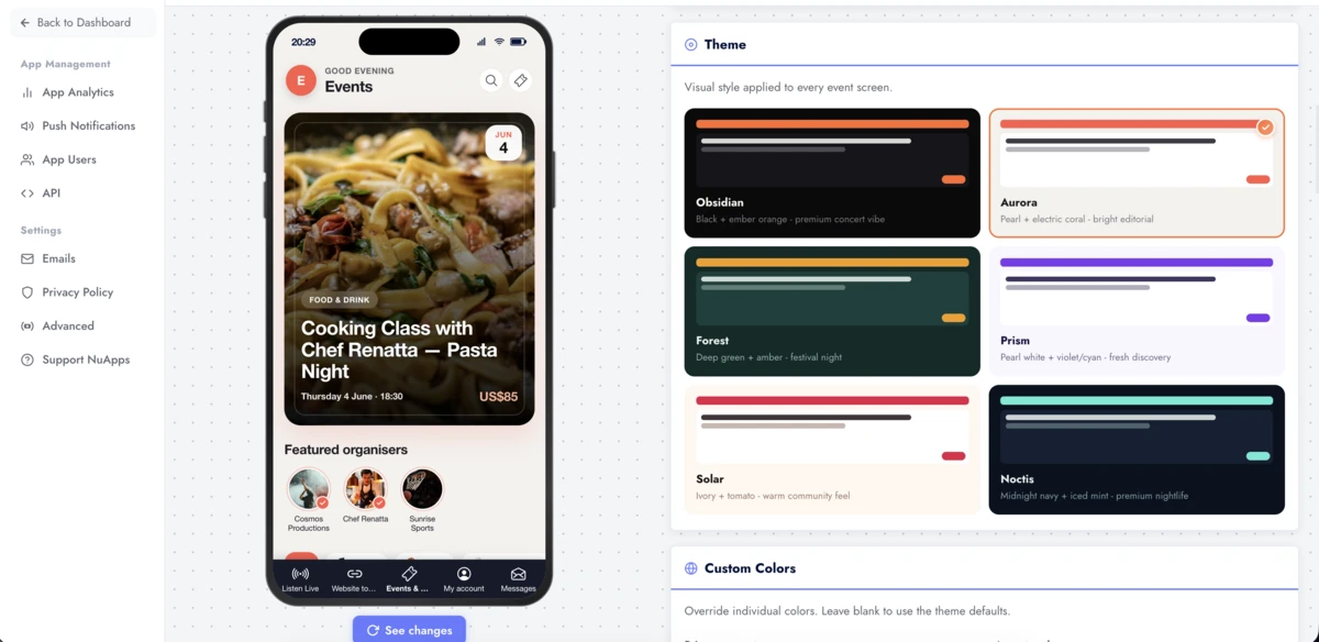 White label app builder: editor under your own brand